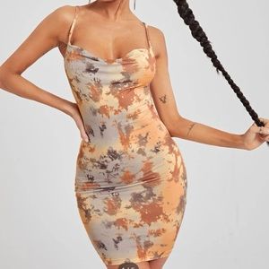 Tie Dye Cowl Neck Cami Dress